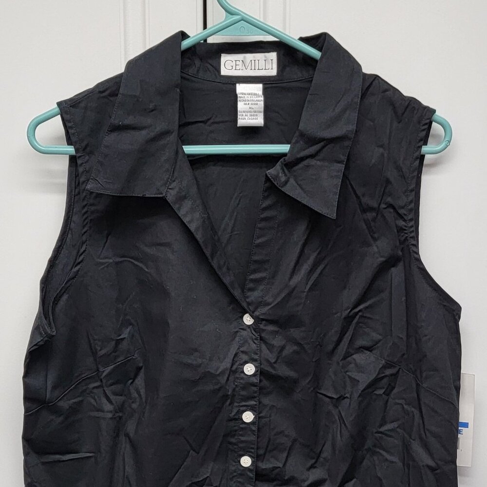 NWT Gemilli Black Sleeveless Tailored Blouse Size XL